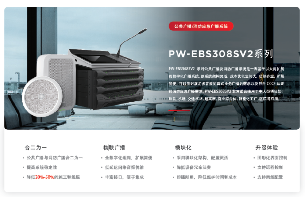 公共广播/消防应急广播系统PW-EBS308SV2系列